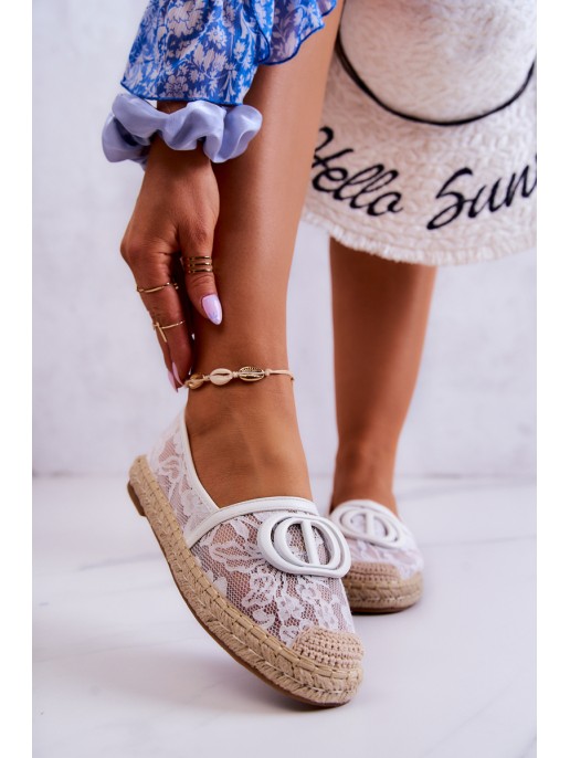Women's Lace Espadrilles With Decoration White Summer Dream Women's Lace Espadrilles With Decoration White Summer Dream