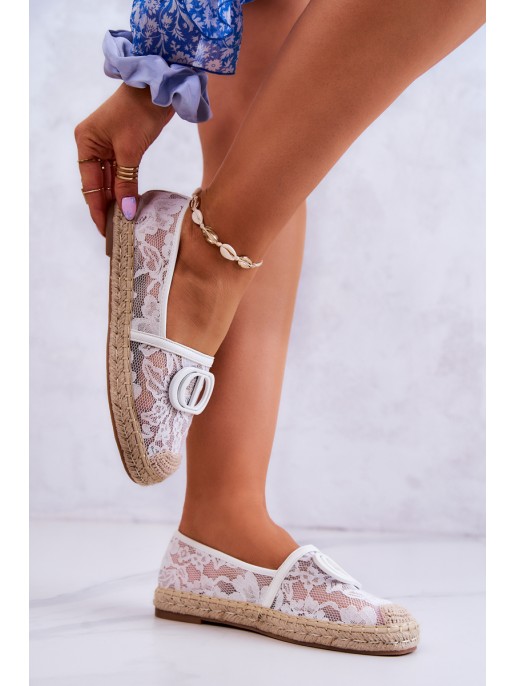 Women's Lace Espadrilles With Decoration White Summer Dream Women's Lace Espadrilles With Decoration White Summer Dream