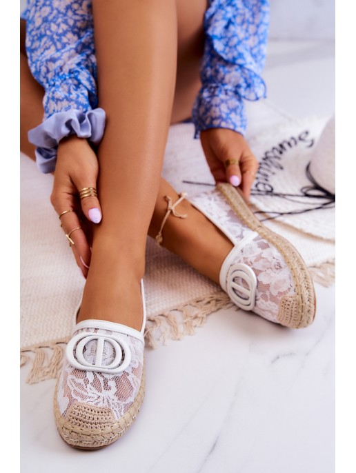 Women's Lace Espadrilles With Decoration White Summer Dream Women's Lace Espadrilles With Decoration White Summer Dream