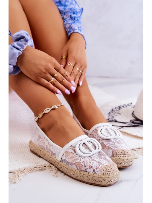 Women's Lace Espadrilles With Decoration White Summer Dream Women's Lace Espadrilles With Decoration White Summer Dream