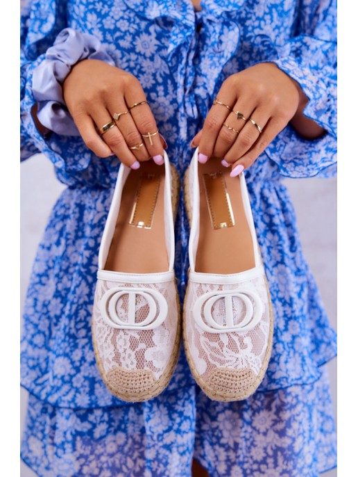 Women's Lace Espadrilles With Decoration White Summer Dream Women's Lace Espadrilles With Decoration White Summer Dream