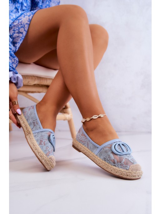 Women's Lace Espadrilles With Decoration Blue Summer Dream