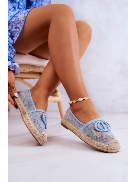 Women's Lace Espadrilles With Decoration Blue Summer Dream