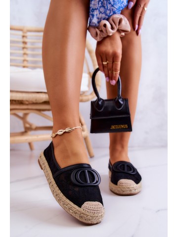 Moteriškos nėriniuotos espadrilės su puošmena Black Summer Dream 2