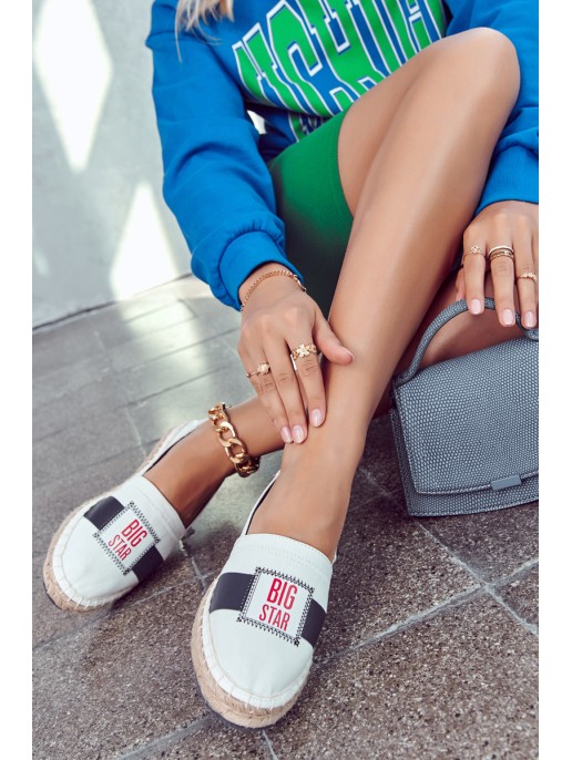 Women's Slip-On Espadrilles Big Star JJ274964 White and Navy Blue Women's Slip-On Espadrilles Big Star JJ274964 White and Navy Blue