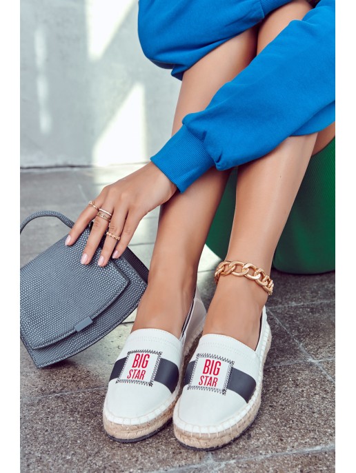 Women's Slip-On Espadrilles Big Star JJ274964 White and Navy Blue Women's Slip-On Espadrilles Big Star JJ274964 White and Navy Blue