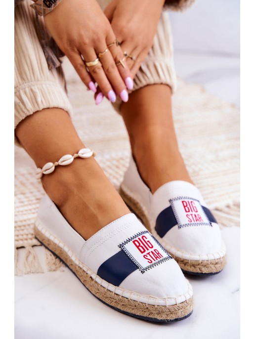 Women's Slip-On Espadrilles Big Star JJ274964 White and Navy Blue Women's Slip-On Espadrilles Big Star JJ274964 White and Navy Blue