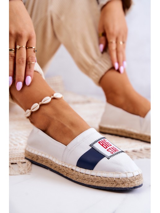 Women's Slip-On Espadrilles Big Star JJ274964 White and Navy Blue Women's Slip-On Espadrilles Big Star JJ274964 White and Navy Blue