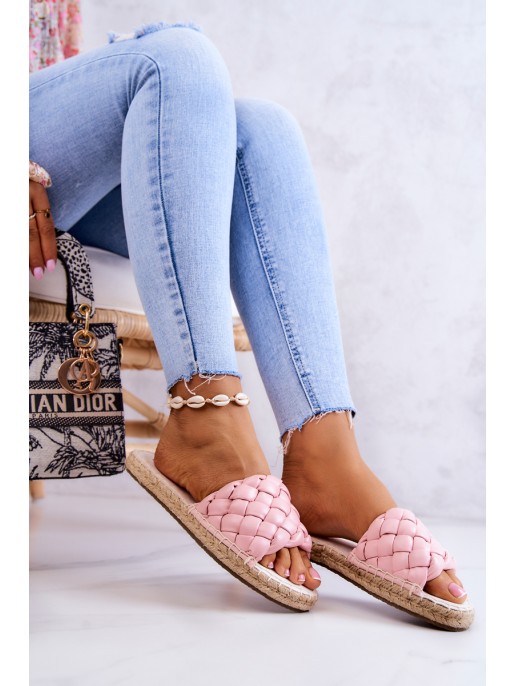 Leather Braided Slippers Big Star JJ274921 Pink