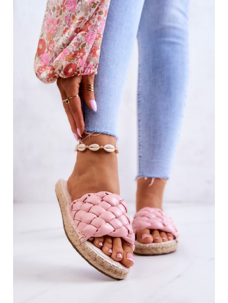 Leather Braided Slippers Big Star JJ274921 Pink