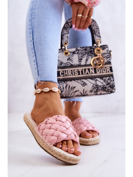 Leather Braided Slippers Big Star JJ274921 Pink