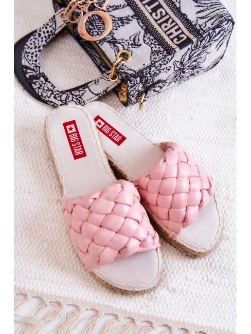 Leather Braided Slippers Big Star JJ274921 Pink