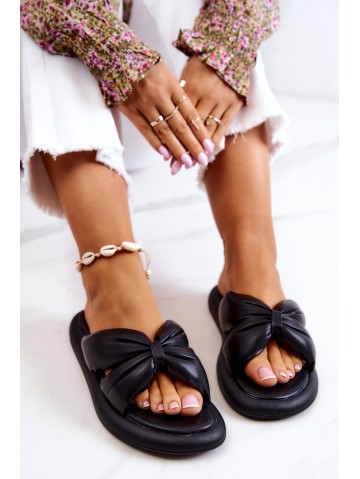 Women's Fashionable Leather Slippers Black Savirra