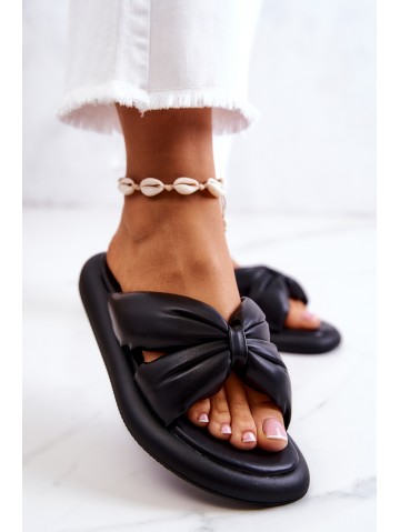 Women's Fashionable Leather Slippers Black Savirra 2