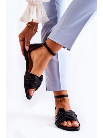 Madingi moteriški odiniai sandalai juodi Astana 2