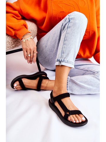 Women's Suede Sports Sandals Black Harris