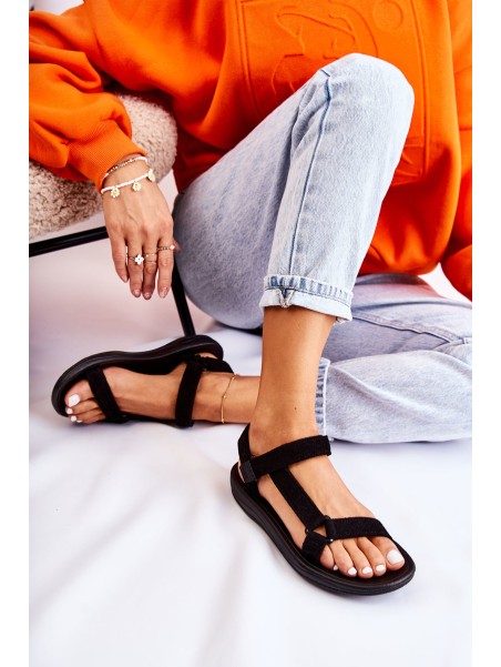 Women's Suede Sports Sandals Black Harris