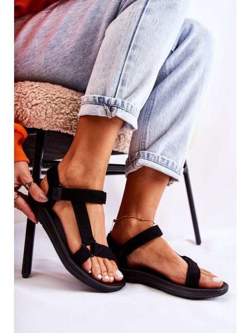 Women's Suede Sports Sandals Black Harris