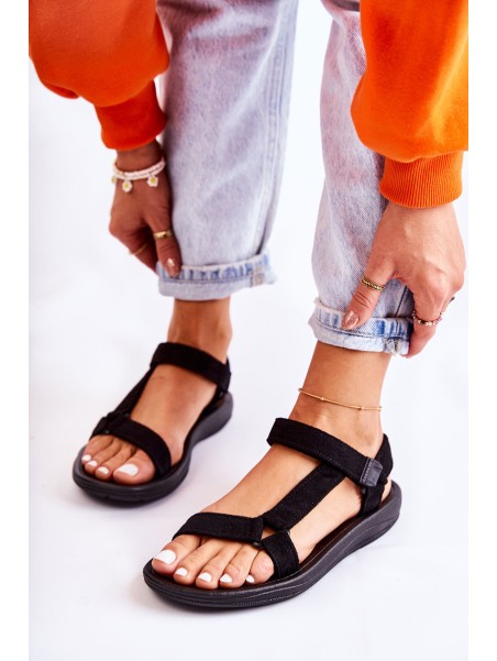 Women's Suede Sports Sandals Black Harris