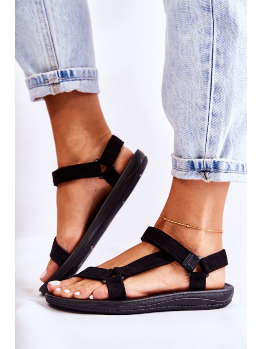 Women's Suede Sports Sandals Black Harris