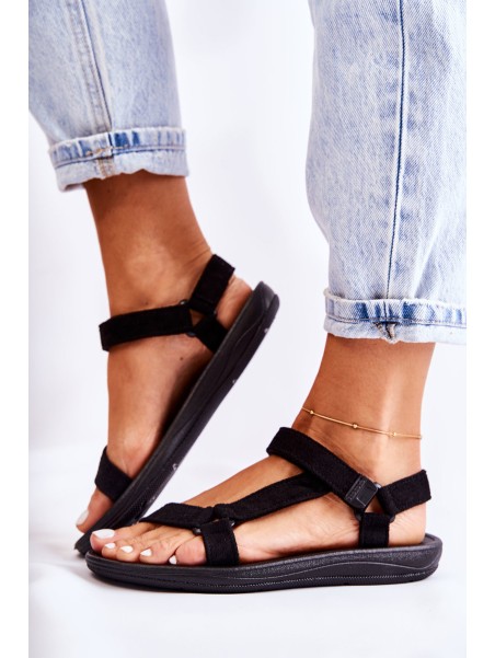 Women's Suede Sports Sandals Black Harris