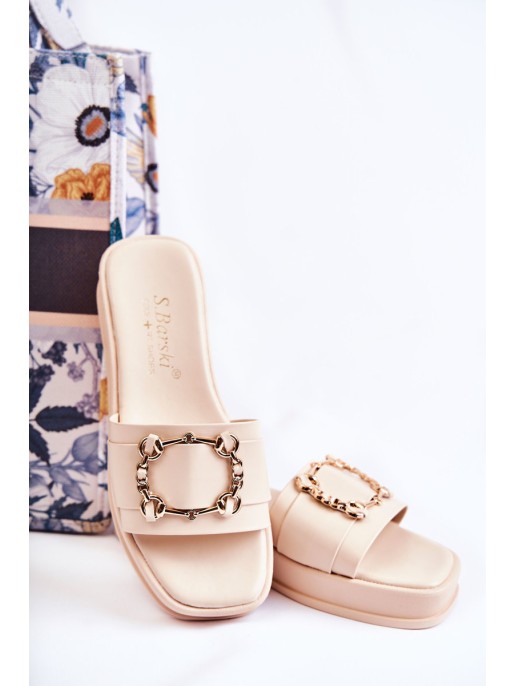 Women's Fashionable Leather Slippers Beige Adaline