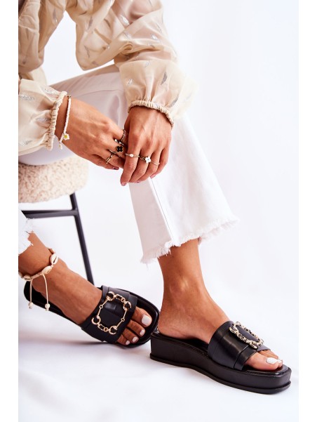 Women's Fashionable Leather Slippers Black Adaline