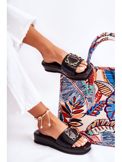 Women's Fashionable Leather Slippers Black Adaline