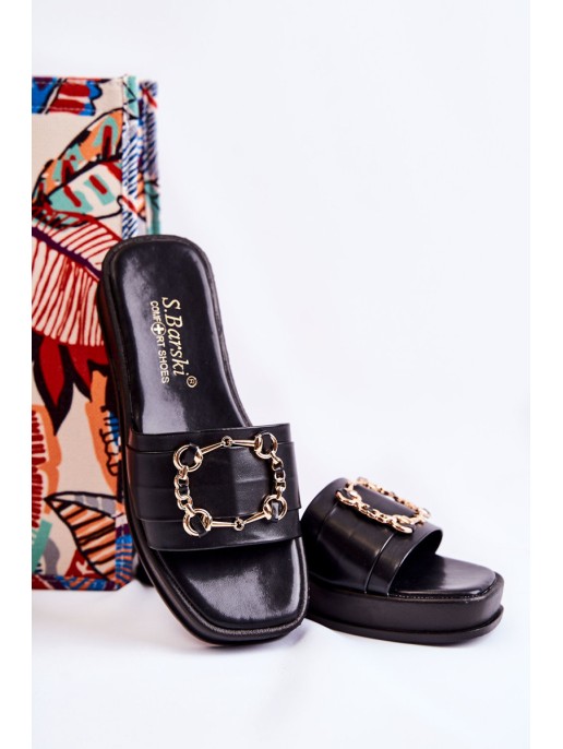 Women's Fashionable Leather Slippers Black Adaline