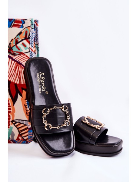 Women's Fashionable Leather Slippers Black Adaline