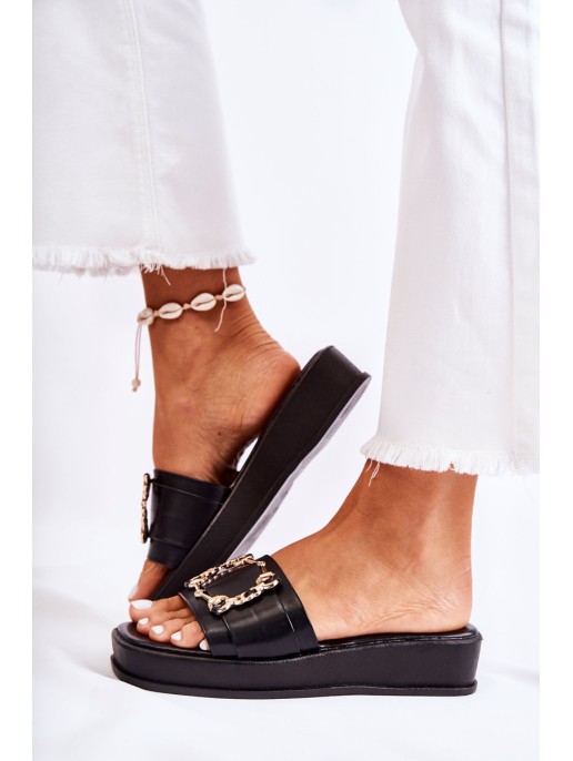 Women's Fashionable Leather Slippers Black Adaline