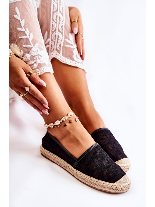 Classic Women's Espadrilles Openwork Black Catris Classic Women's Espadrilles Openwork Black Catris