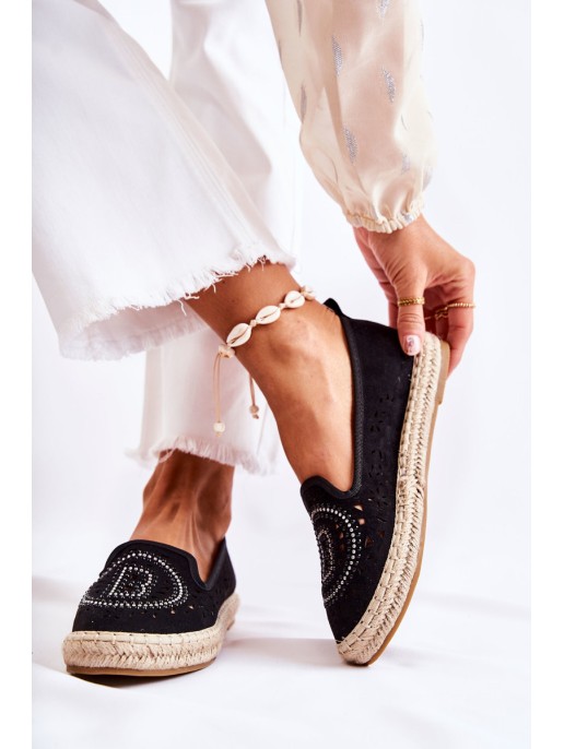 Openwork Slip-on Women's Espadrilles Black Meredith Openwork Slip-on Women's Espadrilles Black Meredith
