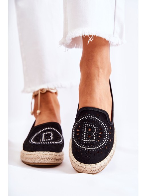 Openwork Slip-on Women's Espadrilles Black Meredith Openwork Slip-on Women's Espadrilles Black Meredith