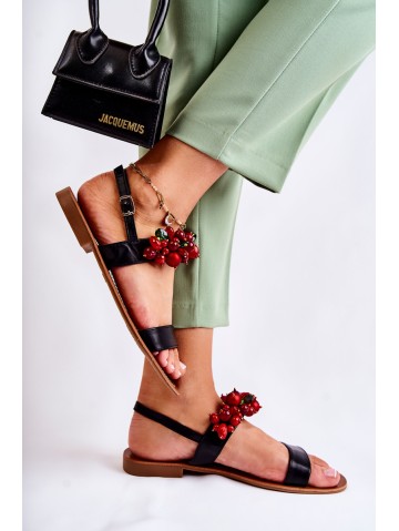 Fashionable Sandals With Beads Black Hally 2