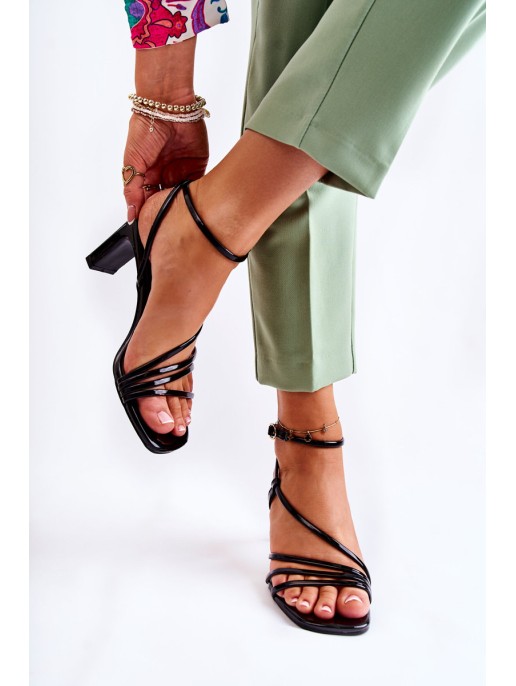Classic Lacquered Sandals On Heel Black Milani Classic Lacquered Sandals On Heel Black Milani