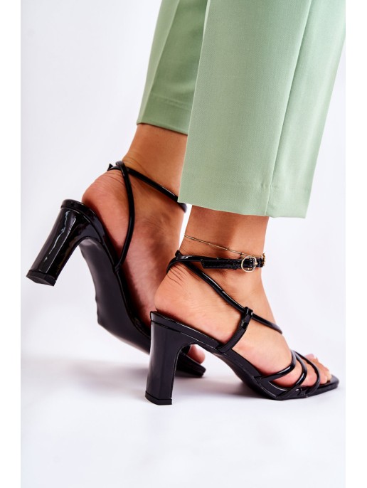 Classic Lacquered Sandals On Heel Black Milani Classic Lacquered Sandals On Heel Black Milani