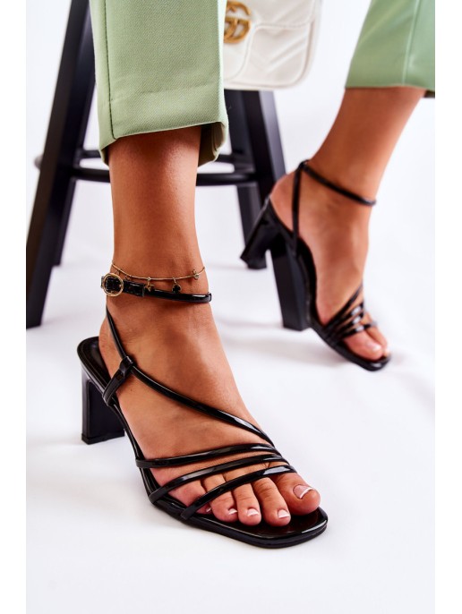 Classic Lacquered Sandals On Heel Black Milani Classic Lacquered Sandals On Heel Black Milani