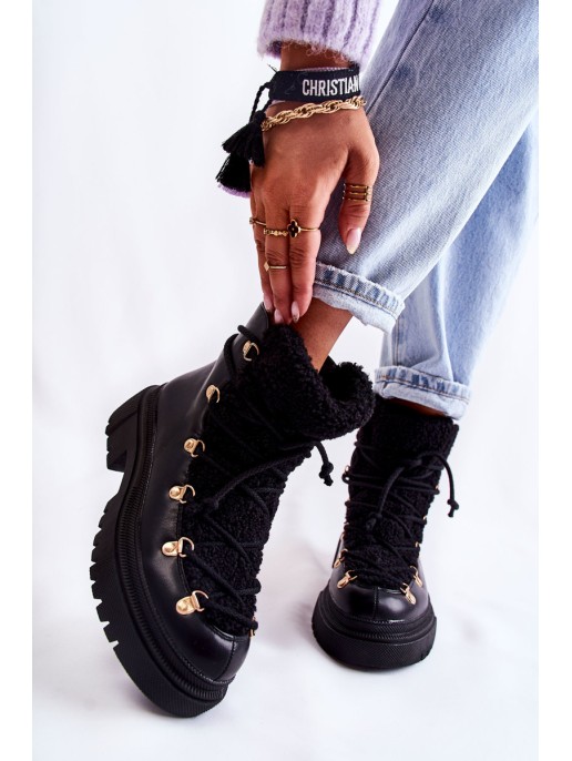 Leather Warm Boots Black Arisa Leather Warm Boots Black Arisa