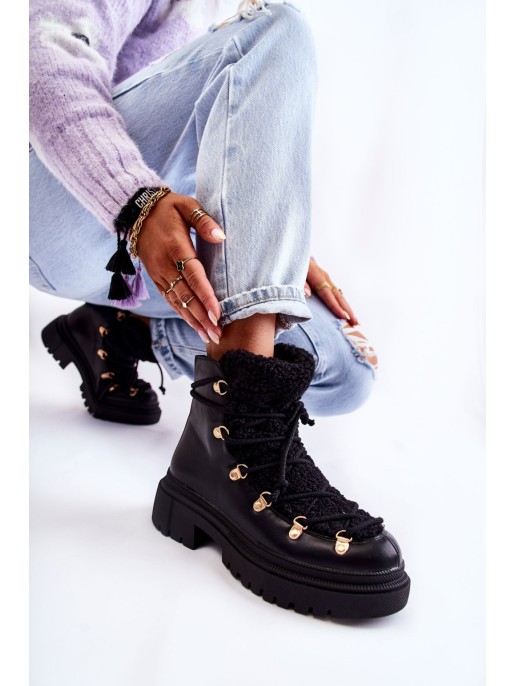 Leather Warm Boots Black Arisa Leather Warm Boots Black Arisa