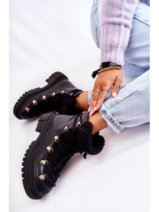 Leather Warm Boots Black Arisa Leather Warm Boots Black Arisa