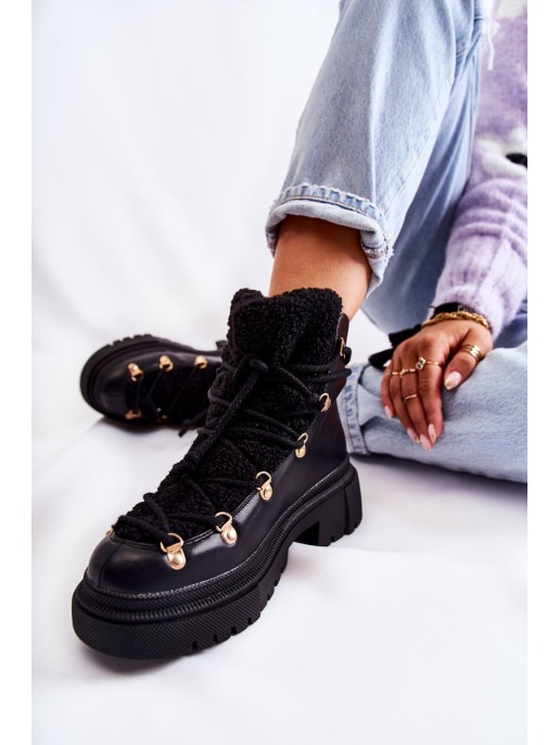 Leather Warm Boots Black Arisa Leather Warm Boots Black Arisa