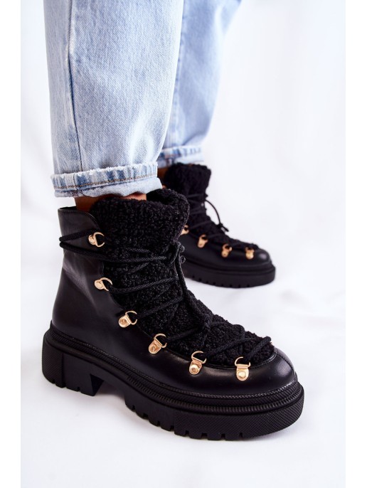 Leather Warm Boots Black Arisa Leather Warm Boots Black Arisa
