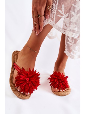 Women's Flip-flops With Fabric Ornament Red Eviana 2