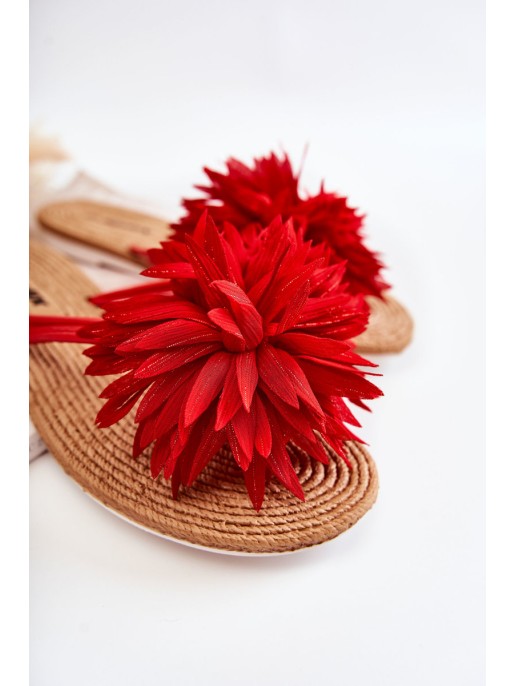 Women's Flip-flops With Fabric Ornament Red Eviana