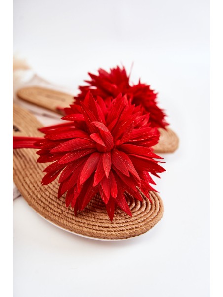 Women's Flip-flops With Fabric Ornament Red Eviana