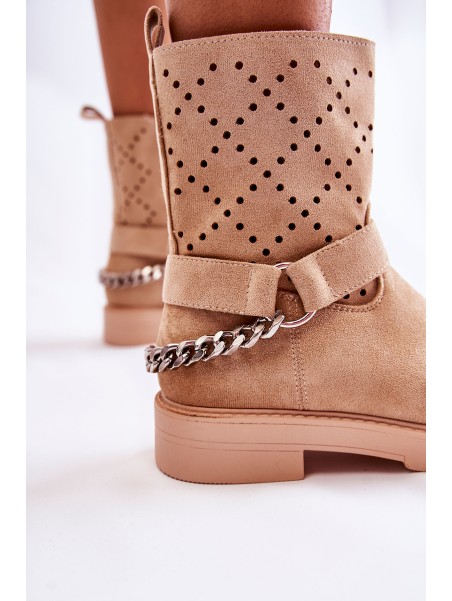 Ažūriniai bateliai su užtrauktuku su grandinėle Beige Chantelle