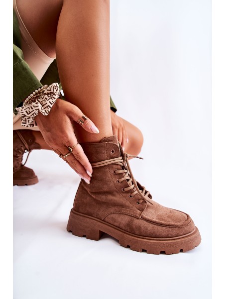 Women's Suede Boots Tied Brown Vanita