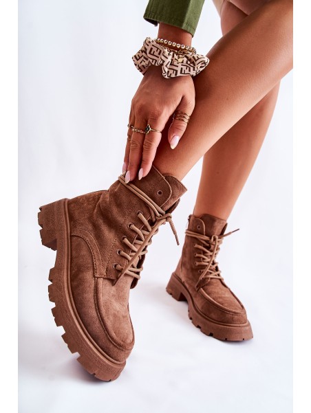 Women's Suede Boots Tied Brown Vanita