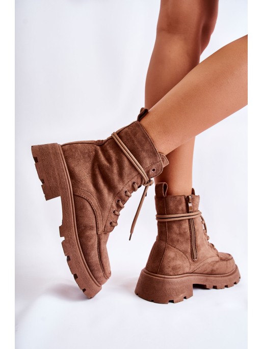 Women's Suede Boots Tied Brown Vanita Women's Suede Boots Tied Brown Vanita